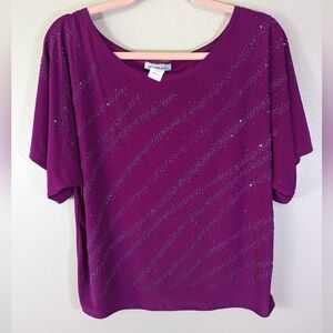 Forever Jade women's purple blouse with beading size petite XL